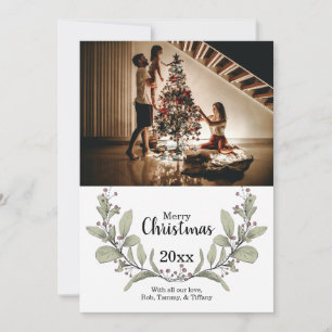 Cartes Pour Fêtes Annuelles Joyeux Noël vert rose serpent Mistletoe photo