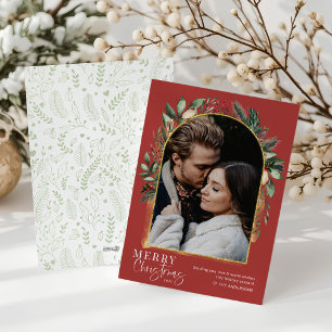 Cartes Pour Fêtes Annuelles Joyeux Noël Vert Rouge Or Arche 1 Photo