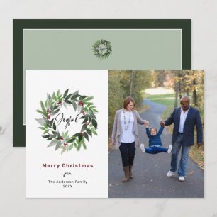 Cartes Pour Fêtes Annuelles Joyeux Noël vert Wreath Photo