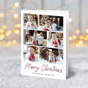 Cartes Pour Fêtes Annuelles Joyeux Noël Vin Script 6 Photo Collage