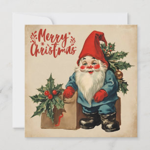 Cartes Pour Fêtes Annuelles Joyeux Noël Vintage Gnome