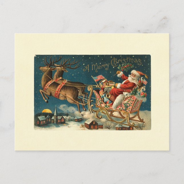Cartes Pour Fêtes Annuelles Joyeux Noël Vintage Père Noël (Devant)