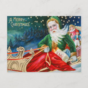 Cartes Pour Fêtes Annuelles Joyeux Noël Vintage Père Noël Enfants