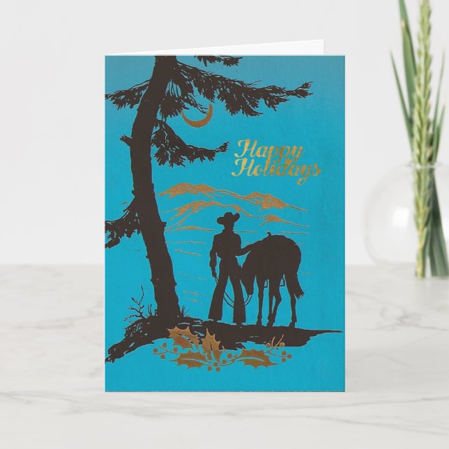 Cartes Pour Fêtes Annuelles Joyeux Noël Vintage Western (Devant)