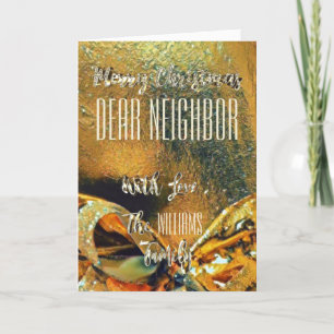Cartes Pour Fêtes Annuelles Joyeux Noël Voisin Faux Gold Ribbon
