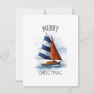 Cartes Pour Fêtes Annuelles Joyeux Noël Water Color Voilier