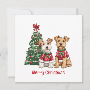 Cartes Pour Fêtes Annuelles Joyeux Noël Welsh Wire Fox Terrier Chiens