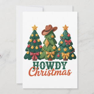 Cartes Pour Fêtes Annuelles Joyeux Noël Western Cowgirl Cowboy Country