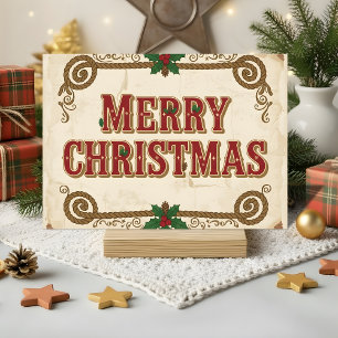Cartes Pour Fêtes Annuelles Joyeux Noël Western Rétro