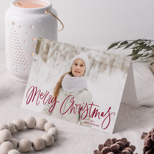 Cartes Pour Fêtes Annuelles Joyeux Noël Whimsical Cranberry Script Photo