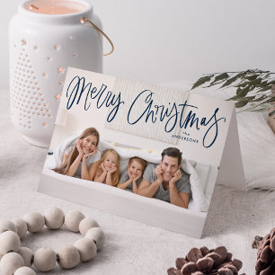 Cartes Pour Fêtes Annuelles Joyeux Noël Whimsical Navy Script photo