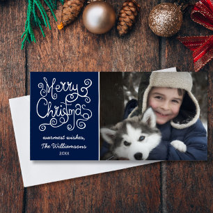 Cartes Pour Fêtes Annuelles Joyeux Noël Whimsical Swirl Typographie Photo