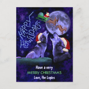 Cartes Pour Fêtes Annuelles Joyeux Noël Wolf Pun Happy Howlidays Custom