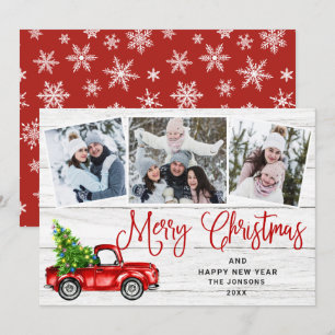 Cartes Pour Fêtes Annuelles Joyeux NoëlCamion agricole rouge 3 Photo