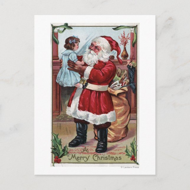 Cartes Pour Fêtes Annuelles Joyeux NoëlFille de Noël en bleu (Devant)