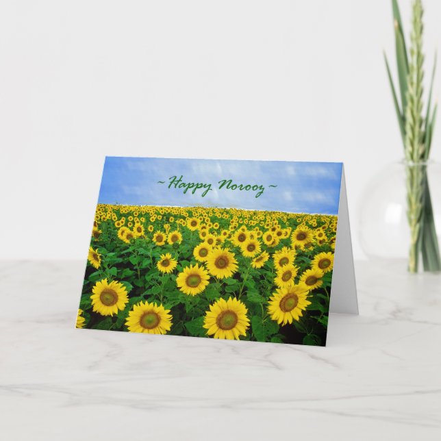 Cartes Pour Fêtes Annuelles Joyeux Norooz, Tournesols dans le Champ (Devant)
