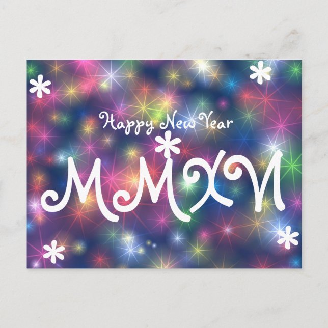 Cartes Pour Fêtes Annuelles Joyeux Nouvel An 2016 Étoiles Lumière Numéros Roma (Devant)