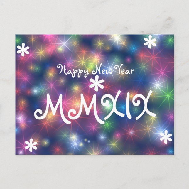 Cartes Pour Fêtes Annuelles Joyeux Nouvel An 2019 Étoiles Lumière Numéros Roma (Devant)