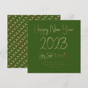 Cartes Pour Fêtes Annuelles Joyeux Nouvel An 2023 Élégant Gold Script Vert