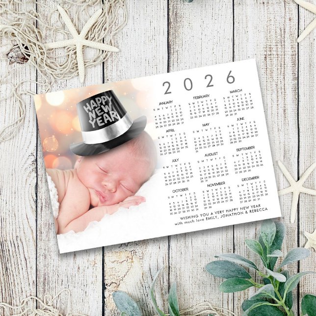 Cartes Pour Fêtes Annuelles Joyeux Nouvel An 2026 Calendrier Photo personnalis (Créateur téléchargé)