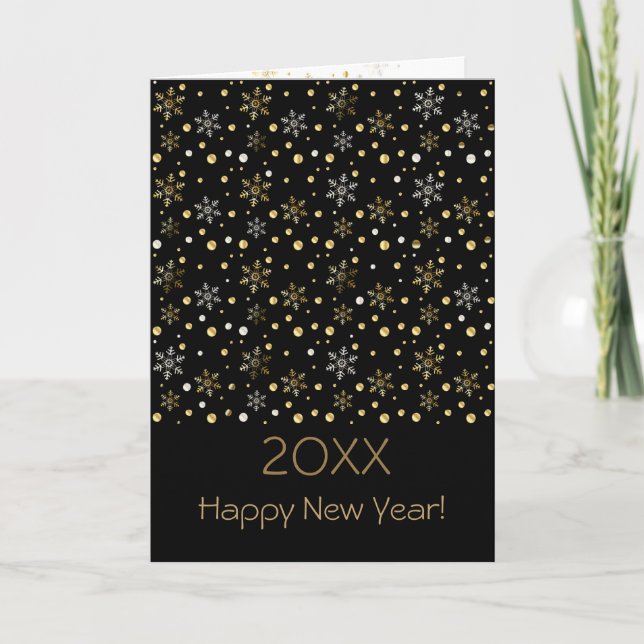 Cartes Pour Fêtes Annuelles Joyeux Nouvel An 20XX & Gold Caractères de Noël (Devant)