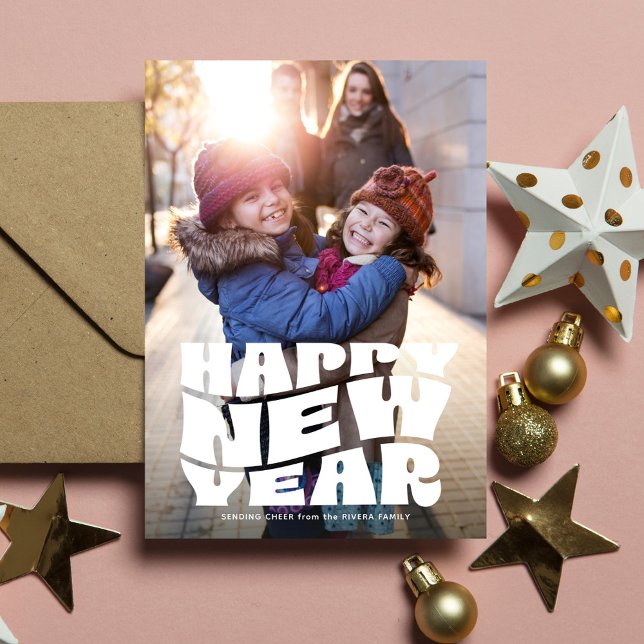Cartes Pour Fêtes Annuelles Joyeux Nouvel An amusant retro photo de famille (Créateur téléchargé)