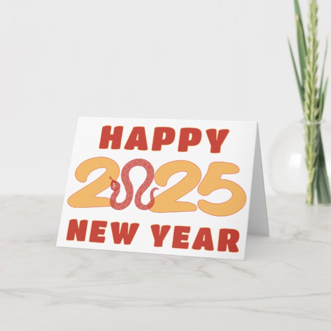 Cartes Pour Fêtes Annuelles Joyeux Nouvel An Chinois 2025 Snake Lunaire Texte  (Devant)