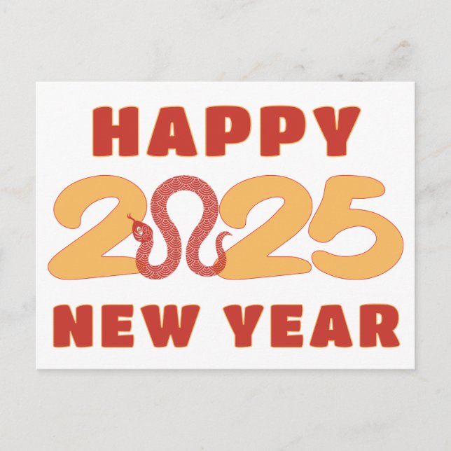 Cartes Pour Fêtes Annuelles Joyeux Nouvel An Chinois 2025 Snake Lunaire Texte  (Devant)
