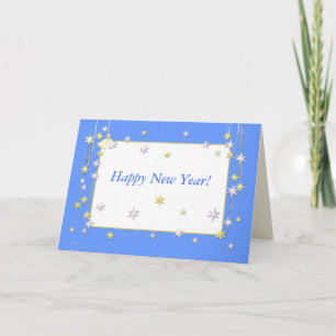 Cartes Pour Fêtes Annuelles Joyeux Nouvel An Etoiles Bleu