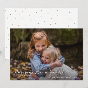 Cartes Pour Fêtes Annuelles Joyeux Nouvel An Faux Gold Dots Ajouter photo et n