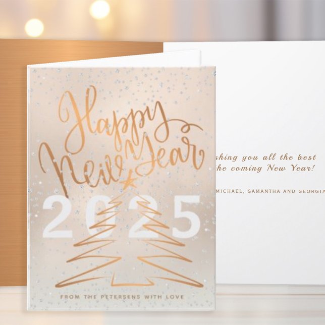 Cartes Pour Fêtes Annuelles Joyeux Nouvel An Métallique cuivre Rose Or (Créateur téléchargé)