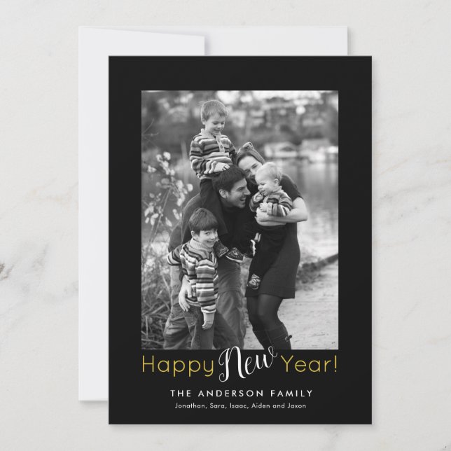 Cartes Pour Fêtes Annuelles Joyeux Nouvel An Minimal | Photo verticale (Devant)