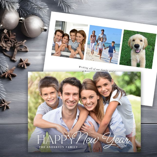 Cartes Pour Fêtes Annuelles Joyeux Nouvel An Simple Script 4 Photo (Créateur téléchargé)