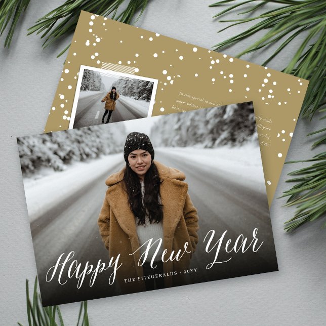 Cartes Pour Fêtes Annuelles Joyeux Nouvel An Simple Script Moderne Minimal Pho (Créateur téléchargé)