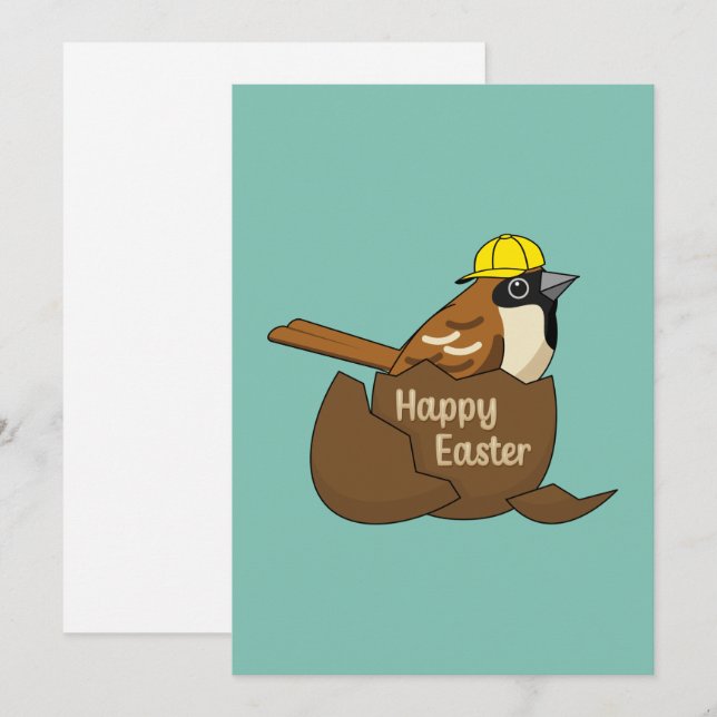 Cartes Pour Fêtes Annuelles Joyeux Oeuf Chocolat Sparrow à Pâques (Devant / Derrière)