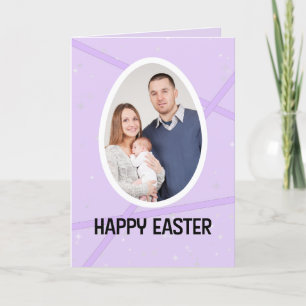 Cartes Pour Fêtes Annuelles Joyeux OEuf Pâques Violet Cadre Votre Photo Person