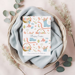 Cartes Pour Fêtes Annuelles Joyeux Oeufs De Pâques Colorés Dans Le Panier De P