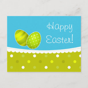 Cartes Pour Fêtes Annuelles Joyeux OEufs de Pâques Vert Bleu Design