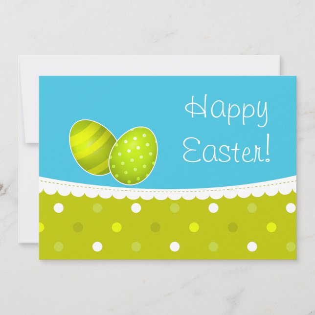 Cartes Pour Fêtes Annuelles Joyeux OEufs de Pâques Vert Bleu Design (Devant)