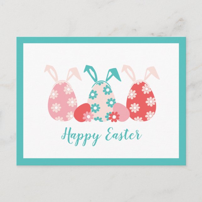 Cartes Pour Fêtes Annuelles Joyeux OEufs Décorés De Pâques Oreilles De Lapin (Devant)