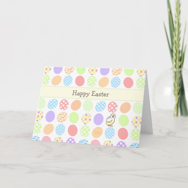 Cartes Pour Fêtes Annuelles Joyeux Oeufs Pastel de Pâques Chick Texte personna (Devant)