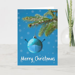 Cartes Pour Fêtes Annuelles Joyeux ornement d'arbre de Noël dans le masque de 