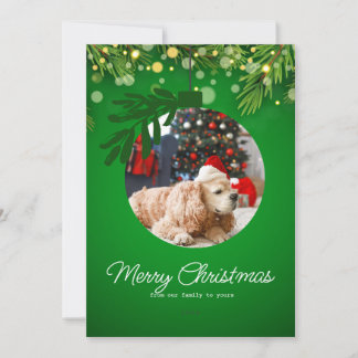 Cartes Pour Fêtes Annuelles joyeux ornement de noël personnalisé vert floral
