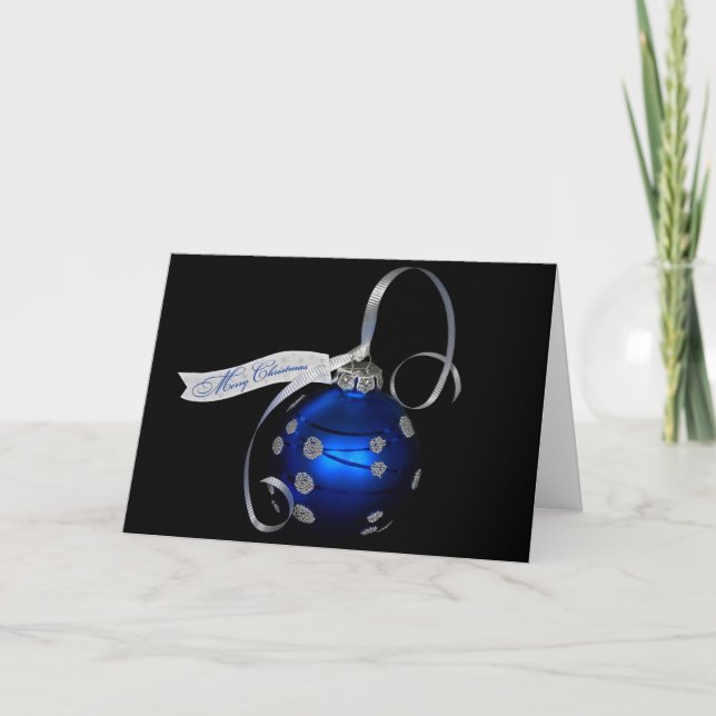 Cartes Pour Fêtes Annuelles Joyeux ornement de Noël sur noir (Devant)