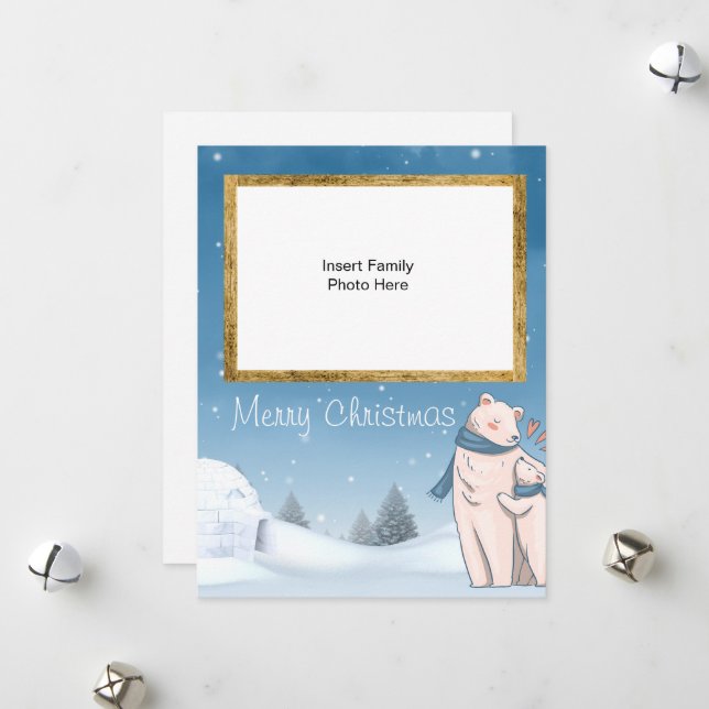Cartes Pour Fêtes Annuelles Joyeux Ours polaire de Noël (Devant/Arrière en situation)