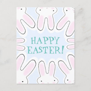 Cartes Pour Fêtes Annuelles Joyeux Pâques bleu pâle mignon lapins péeking drôl