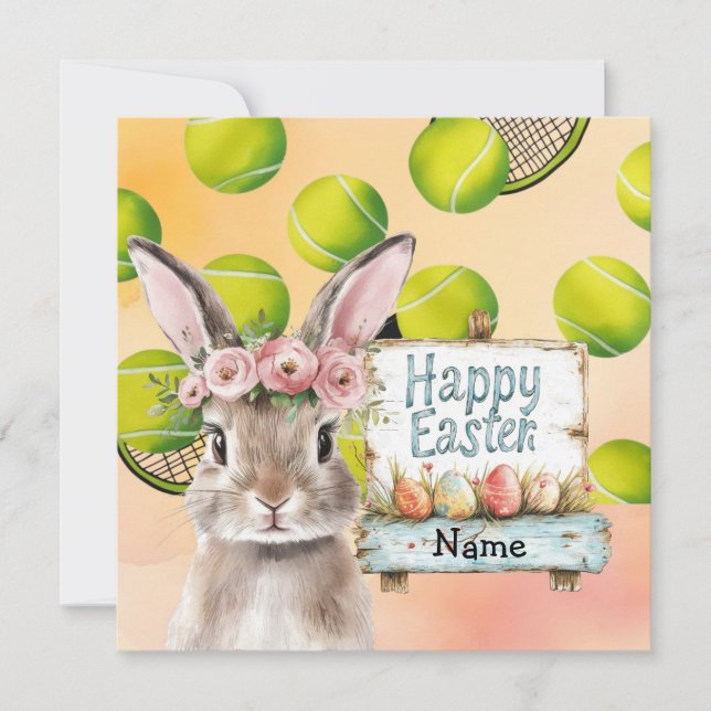 Cartes Pour Fêtes Annuelles Joyeux Pâques de Tennis (Devant)