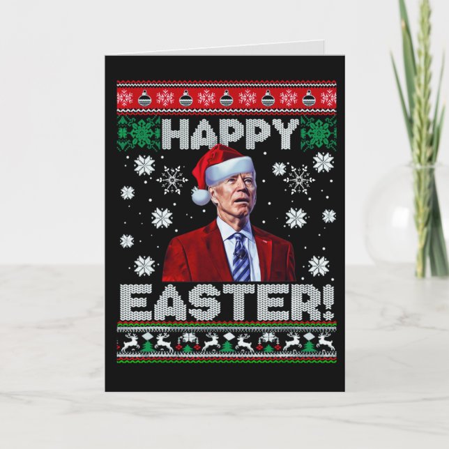 Cartes Pour Fêtes Annuelles Joyeux Pâques drôle Joe Biden Père Noël Noël (Devant)