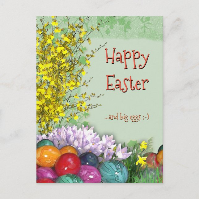 Cartes Pour Fêtes Annuelles Joyeux Pâques et gros oeufs ; -) (Devant)