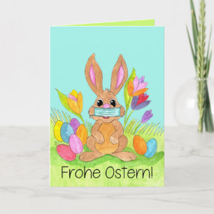 Cartes Pour Fêtes Annuelles Joyeux Pâques German Easter Face masquée Bunny